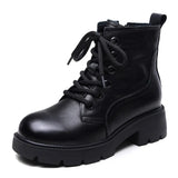 Layer Of Cowhide English Style Martin Boots Women Autumn And Winter New Warm Plus Velvet Short Boots Fashion Women's