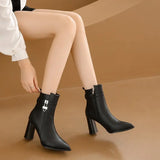 And Winter New Belt Buckle And Short Boots Women's High And Martin Boots Fashion Pendant Decorative Side Zipper Women's