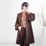 Folded Women's Line Dress Women Seven-Sleeved Small V-Neck Fashion Simple Temperament Commuting Long