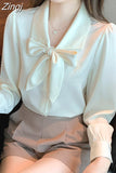 Shirts and Blouses Elegant and Youth Woman Blouses Bow Vintage White Shirt Women Korean Women's Clothes Basic Women