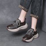 Layer Of Cowhick Old Dad Shoes Spring And Autumn New Comfortable Soft Sole Casual Shoes Round Head Single