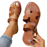 Summer New Flat Cool Slippers Women's Large Code Pure Color Wearing Casual Women's