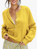 Women's Autumn And Winter Casual Round-Neck Sweater Henry Shirt Button Knitted