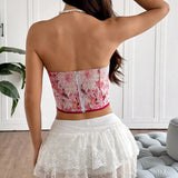 New Products In The Wind Design Woven Petals Under The Zip Chain Tied Fish Bone Small Top