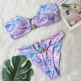 Zingj 2023 Sexy Bikini Leopard Print High Waist Swimsuit Metal Accessories Women's