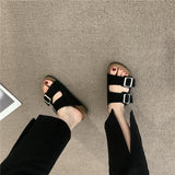 Retro Slippers Women Wear 2025 New Frosted Leather Shoes In The Summer, Cool Drag Flat