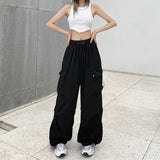 Zingj Pants Women 2024 Summer New Parachute Pants High Waist Wide Leg Casual Band Sports Pants