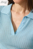 Summer Knitted Polo T shirts Women 2023 Purple Short Sleeve Sweater Elegant Tees Slim Tshirts For Women Sweater