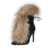 Banquet Fashion Hairy Tip High With Large Size 44 Female Short Boots Boots