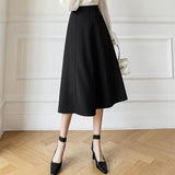 Women's Skirt 2023 Spring Women High Waist Solid Vintage Girl's Waist Down Skirt Knee-length A-line Fashion Thin Skirt for