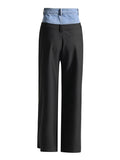 Commuting Style In The Fall Of 2025 New Denim Splicing Trousers Design Wide-Legged Bumpy Casual