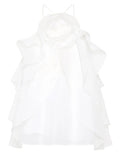 Temperament Niche Chic Top Dress 2025 Autumn And Winter New Hanging Neck Sleeveless Shoulder Flowers Lotus Leaf Side Small Sling Belt
