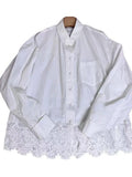 Design Lace Spliced White Shirt Women's Spring And Autumn And Winter Fat Mm Loose Thin Inside Stacked