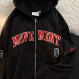 Letter Embroidery Oversized Zip Up HoodieOutfit