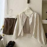 And Autumn Korean Version 2025 New Small Short-Sleeved Shirt Women With Literary And Artistic Round Collar