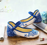 Zingj Style Embroidered Cloth Shoes Low Heel Plate Buckle Women's Single Shoes Dance Shoes Beef Tendon Sole Cloth