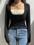 Square collar Lace Crop Top- Outfit