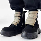 Men's Autumn And Winter Guangzhou Shoes Help The Leather Round Head Thick Sole Height Of The Leisure Shoes With Martin Boots Men's Board