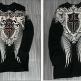 Men's Day Retro Angel Round-Neck Long-Sleeved T-Shirt T-Shirt On The Head Of The Coat With Long-Sleeved Pure