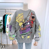 New Long-Sleeved Round-Neck Loose Street Racing Dog Harajuku Girl's