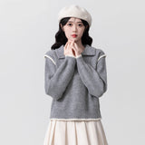 Turtleneck Sweater Women's New Winter Splicing Knitted Jersey Loose Design
