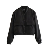 Color 2025 Spring And Autumn New Stand-Up Big Pocket Women's Jacket Women's