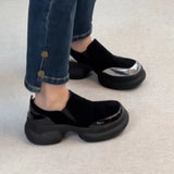 Pine Cream Sole Thick Soles Of High-Le-Footed Shoes Women 2025 Spring Frosted Skin Pedal Round Head Simple Small Leather
