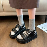 Spring And Summer New Metal Buckle Ins Pine Cake Thick Soles Casual Retro Fashion Sandals Female Students Hit The
