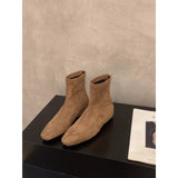 Brown Martin Boots Women's Shoes 2025 Autumn/Winter New Square Skinny French Short Boots Single