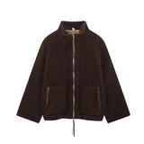 Autumn And Winter New Women's Pure Color Lazy Lamb Hair High Collar Hair Coat