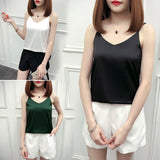 Casual Summer Tank Tops Women Sexy Top Solid Gray Champagne Green Black White Loose Camisole Tank Lady Silk Top