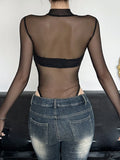 Personality Snake Print Sexy Body-Repair Perspective Basic Round-Neck Long-Sleeved Joint Jacket