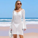New Beach Shirt Solid Color Knitted Flouse Beach Bikini Swimwear Shirt