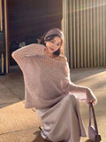 Xixi 2025 Spring Loose Long Sleeves Long Sleeves Haired Haired Knitted Jersey Sweater