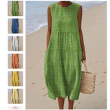 And Summer 2025 New Sleeveless Casual Print Temperament Dress Dress Body Small Fresh Casual
