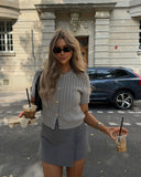 Women's INS Burst-Dress Round-Neck Fashion Knitted Short-Sleeved Short-Sleeved