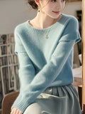 Hair Blue Soft-Masted Sweater Mid-Autumn 2025 Autumn/Winter New Design Sense Of Ntong T-Shirt