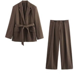 Women's Explosive Early Autumn Fashion With Belt Straight Suit Jacket + A Variety Of Wear