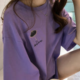 Zingj Summer New Embroidered Short-Sleeved T-Shirt Women With The Same Clothes Korean Version Versatile Medium Long Top