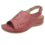 Summer New Large-Size Slope Hedley Sandals Women Hollow Flat Heel Buckle With Retro Hole