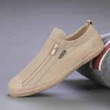 Summer Small White Shoes Men's Shoes Hollow Net Surface Low Help Zipper Canvas Shoes Can Breathe Casual Shoes