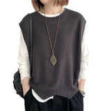 Vest Women's Vest 2025 Spring And Autumn Pure Color Loose Round Neck Irregular Jacket Short Horse Clip Shoulder