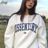 Hat Hoodies Women Preppy Style O-neck Letter Printed Leisure Spring Autumn Streetwear Harajuku Korean Style Hip Hop Basic
