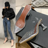 Summer New Korean Version Of Transparent Water Drill Fine Heel Sandals Crystal Shoes Women's High Heels High