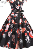 Christmas Women Summer Short Sleeve Elegant Vintage Xmas Party Dresses Robe Femme Casual Vestidos with