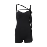 Zingj 2024 New Sexy Pure Desire Hot Girl With A Word Shoulder Wrapped Chest Slim Jumpsuit