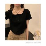 Zingj T-Shirt Female 2024 Summer New Korean Version Casual Show Thin Inside The Students Slim High Waist Student Jacket