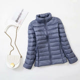 Large Size Plus Fat Down Jacket Female Light Korean Version Fashion Standing Collar Short Fat MM White Duck Down Coat Tide-Outfit