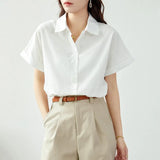 Short-Sleeved Shirt Women 2025 New Summer White Shirt Professional Commuter Women Wear Loose