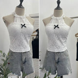 Shot With Chest Pad Hanging Neck Lace Sexy Sling Vest Short Babes Bottom Sleeveless Top